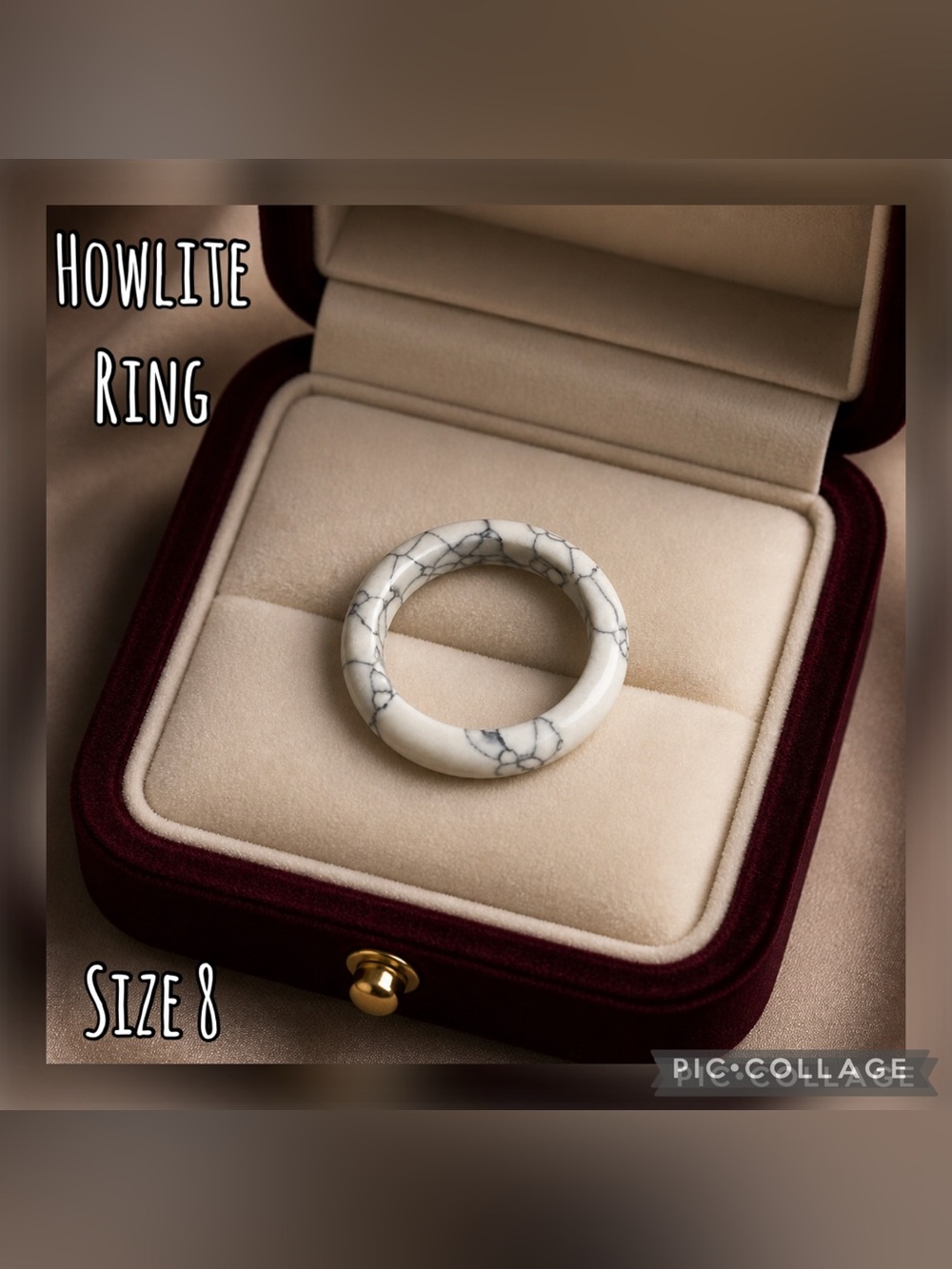 Howlite Stone Ring - Crystal Size 8